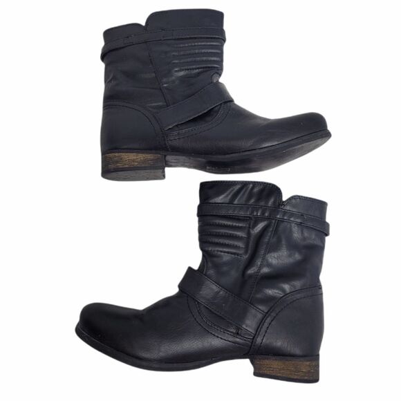 ALDO moto boot Kauer black flat faux leather zip biker 7 - Picture 5 of 10